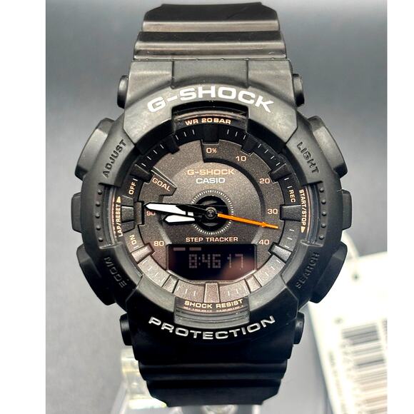 Casio G-Shock GMAS130VC-1A Unisex Black Analog Digital Step Tracker Watch NIBWT